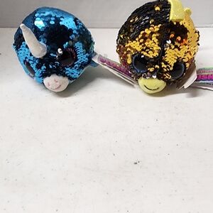 Reversible Sequin Unicorn and Bumblebee Stuffed Animals